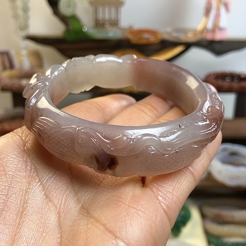 【闪购商品】石英质玉手镯未镶嵌60凤穿牡丹