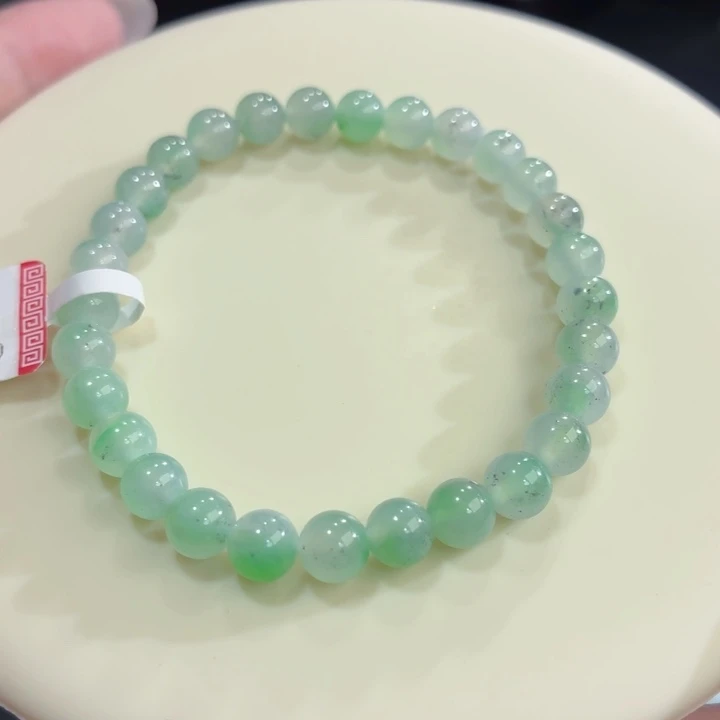 翡翠未镶嵌手链冰胶果绿飘丹青水墨卡6.3