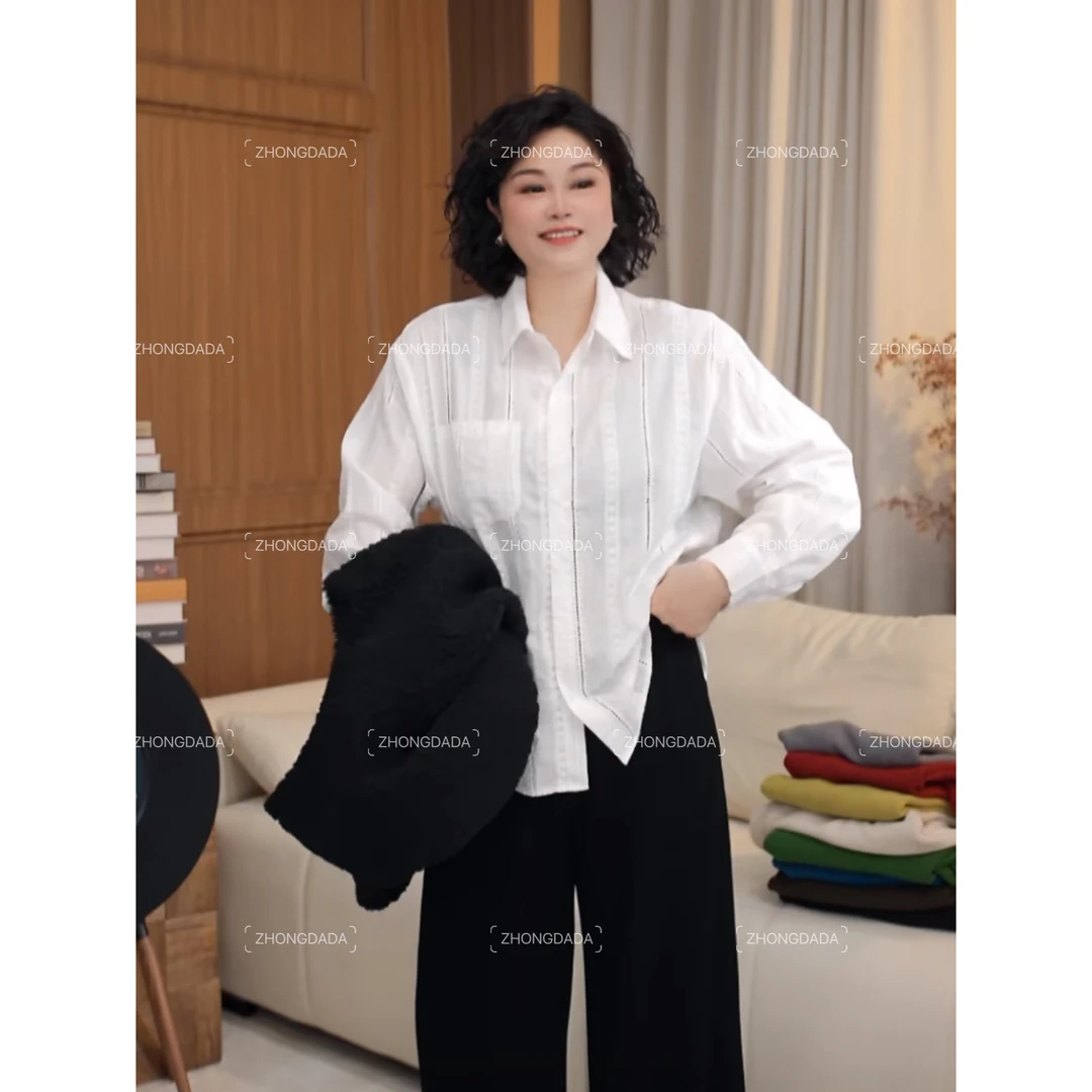 ZHONG大大【】镂空白色衬衫2026早春宽松洋气衬衣外套12299