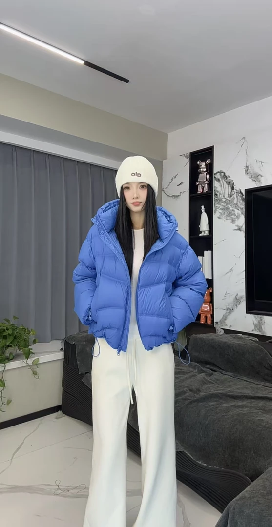 95白鹅绒女装羽绒服短款时尚休闲连帽冬季保暖女士羽绒服