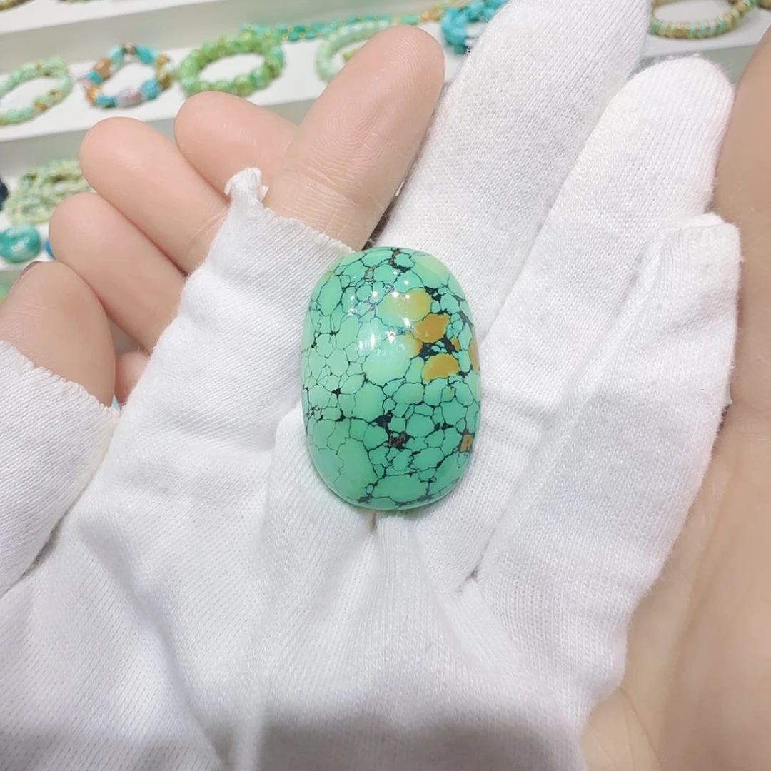 绿松石银S925镶嵌原矿绿松石