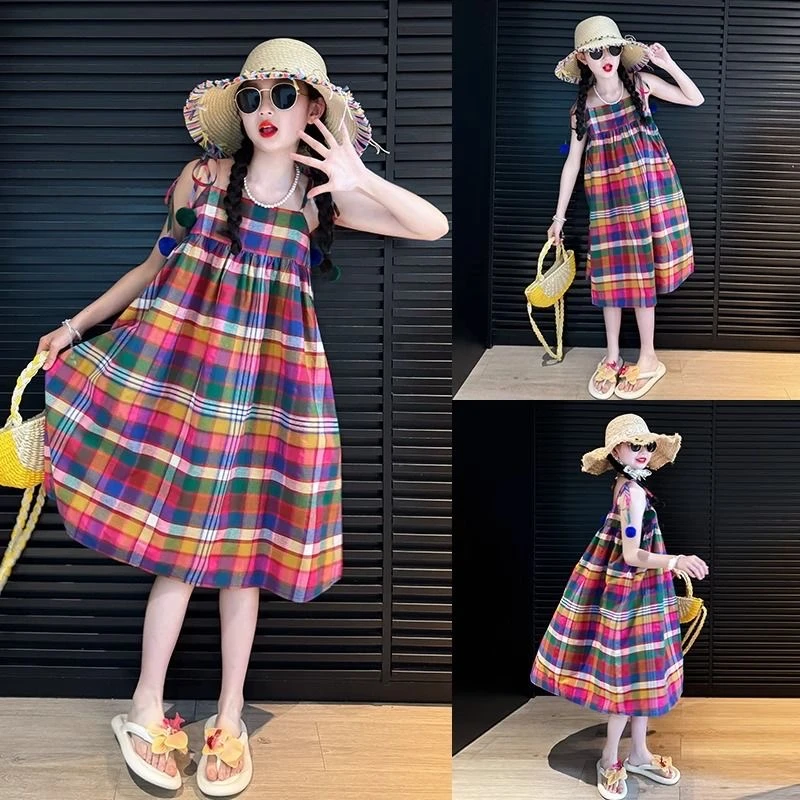 女童韩系连衣裙2025夏季新款中大童洋气多巴胺吊带裙夏款森系裙子