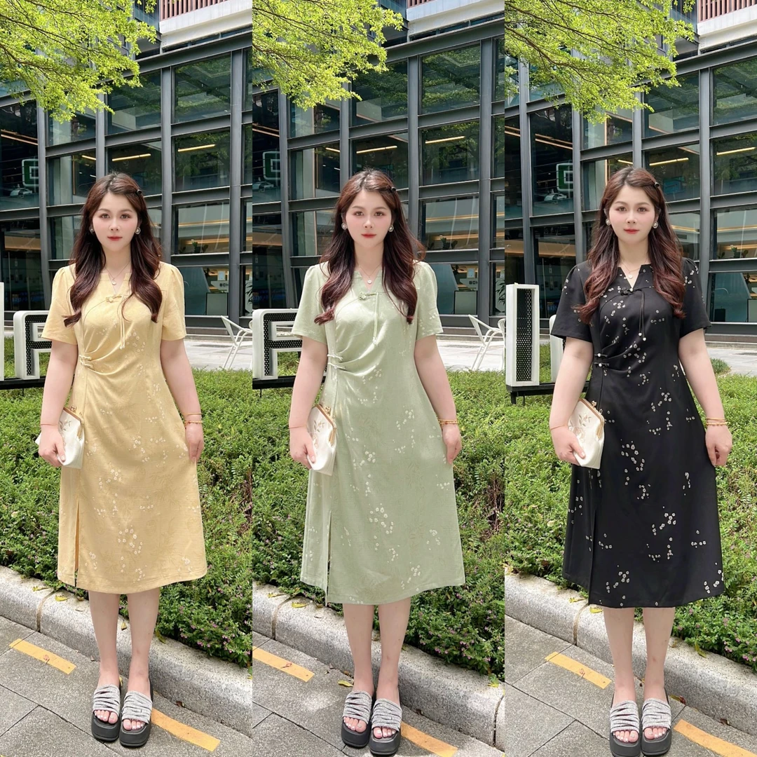 【玲胖胖 公主早茶】新款宽松气质国风女显瘦大码连衣裙LPP61767