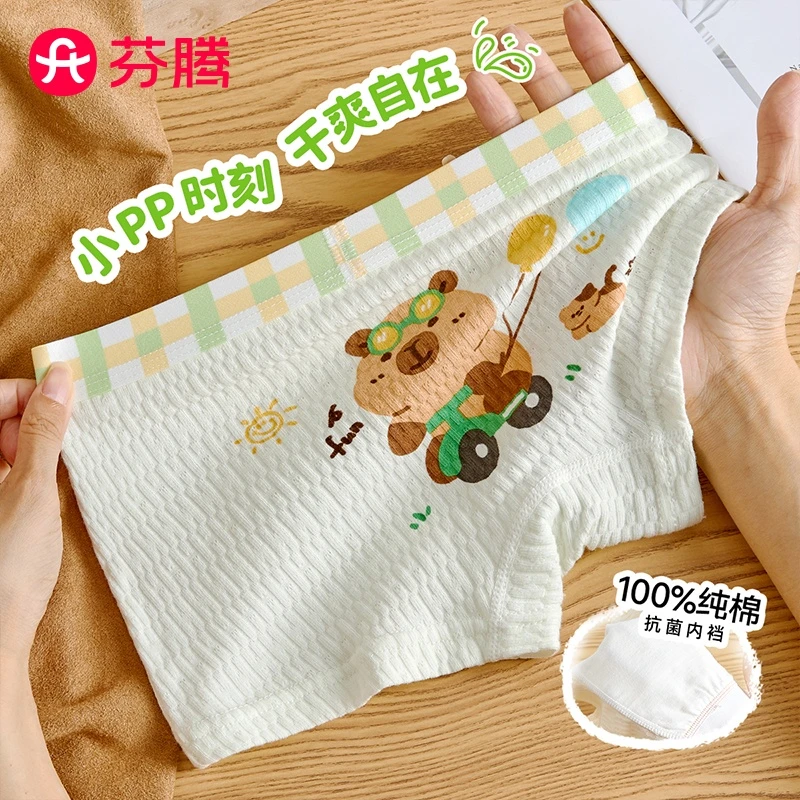 芬腾男童内裤纯棉宝宝四角裤儿童A类中大童男孩平角短裤2025新款