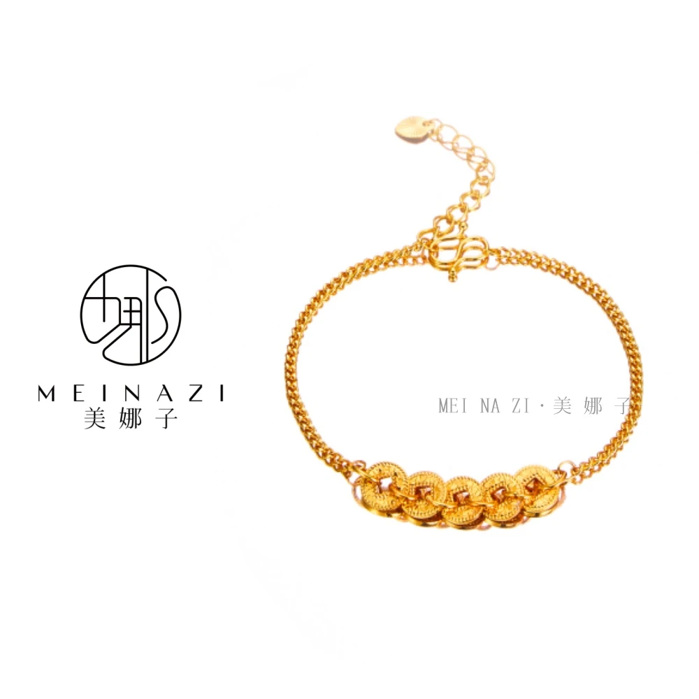 MEINA/ 新款爆闪碎碎冰五帝钱手链百搭时尚轻奢气质