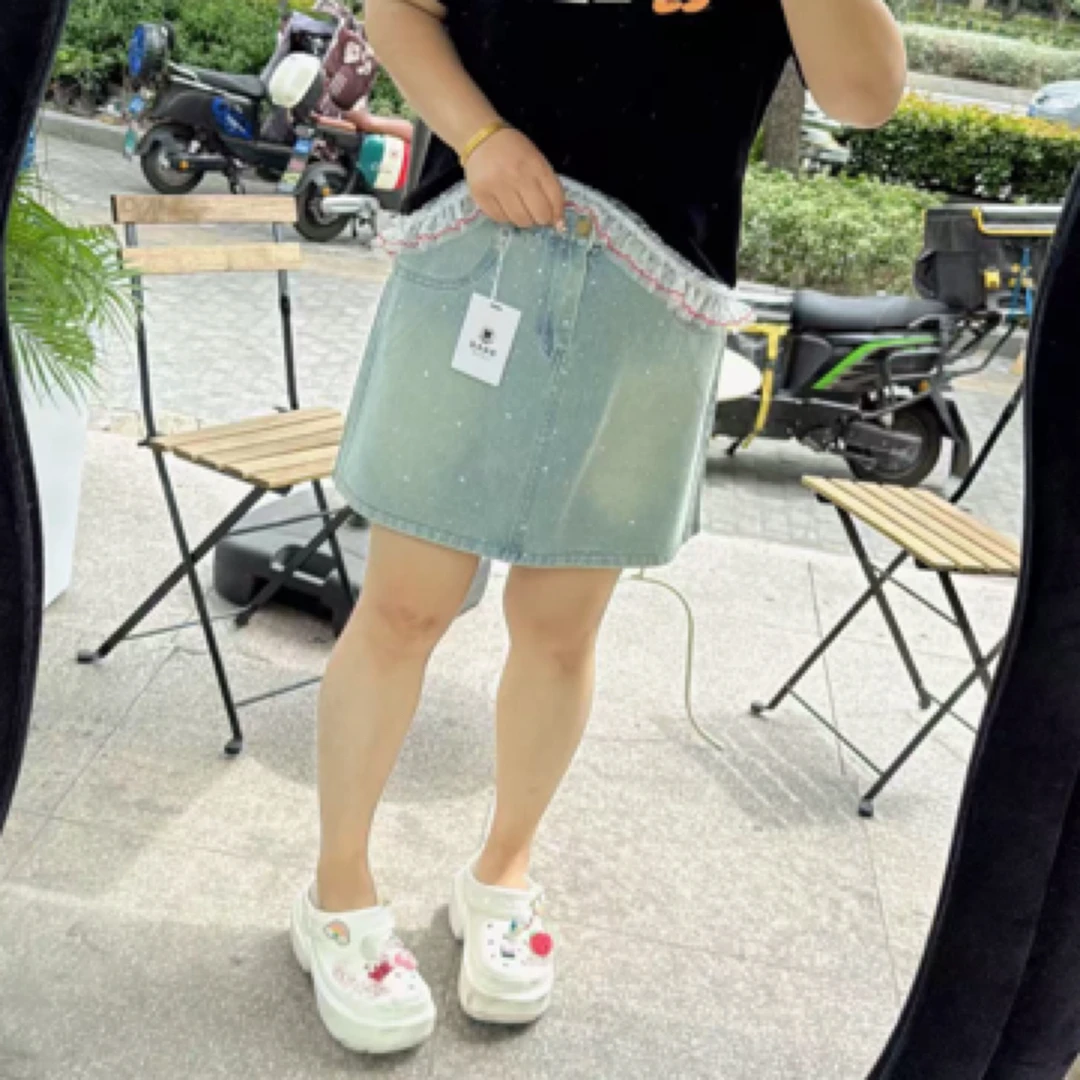 SSX50358 大码烫钻牛仔半身裙