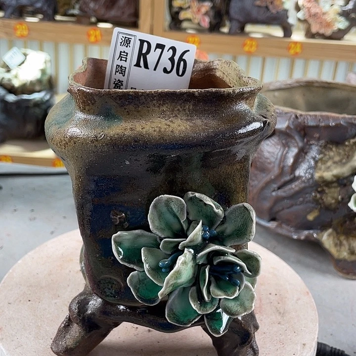 紫砂花盆景德镇陶瓷花盆736