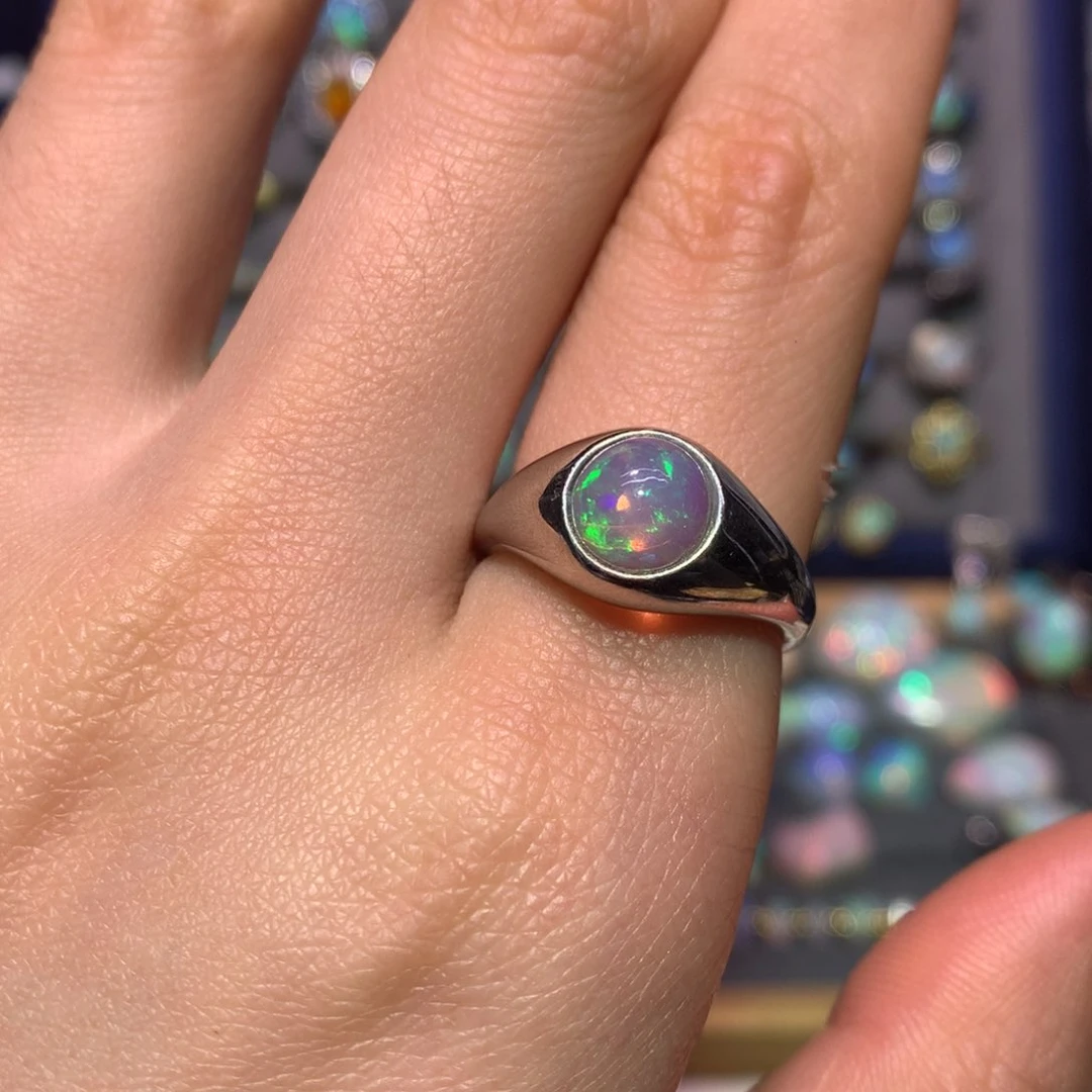 银S925镶嵌欧泊戒指款式