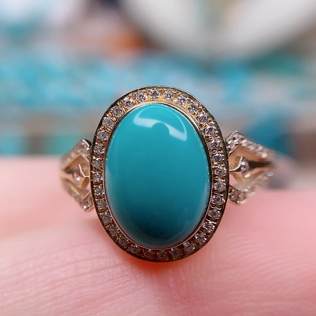 绿松石戒指18K金镶嵌