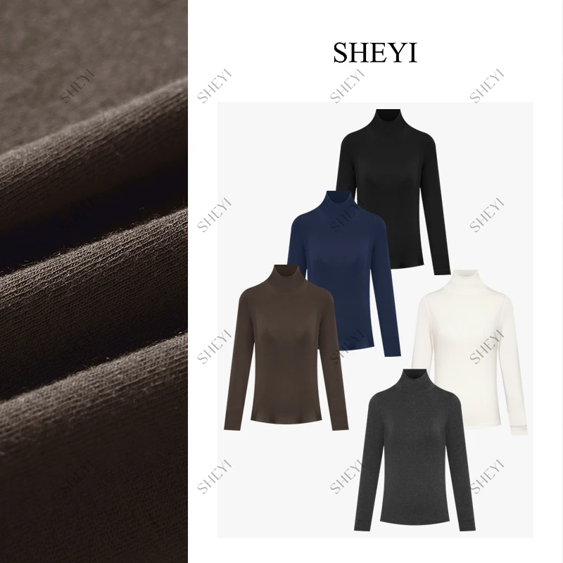 【阿尔巴斯山羊绒+绵羊毛】高领打底衫女秋冬2025新款长袖T恤上衣