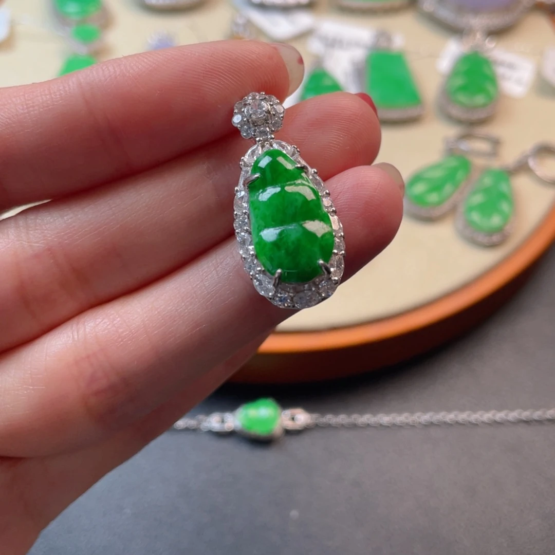 翡翠吊坠(不含链)银S925镶嵌