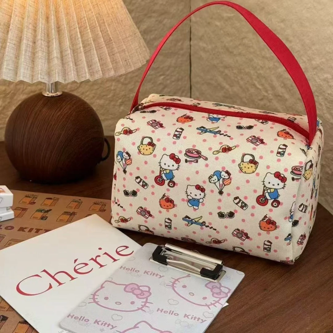 s高颜值卡通便携化妆洗漱包女kt猫旅行收纳包简约大容量立体手提