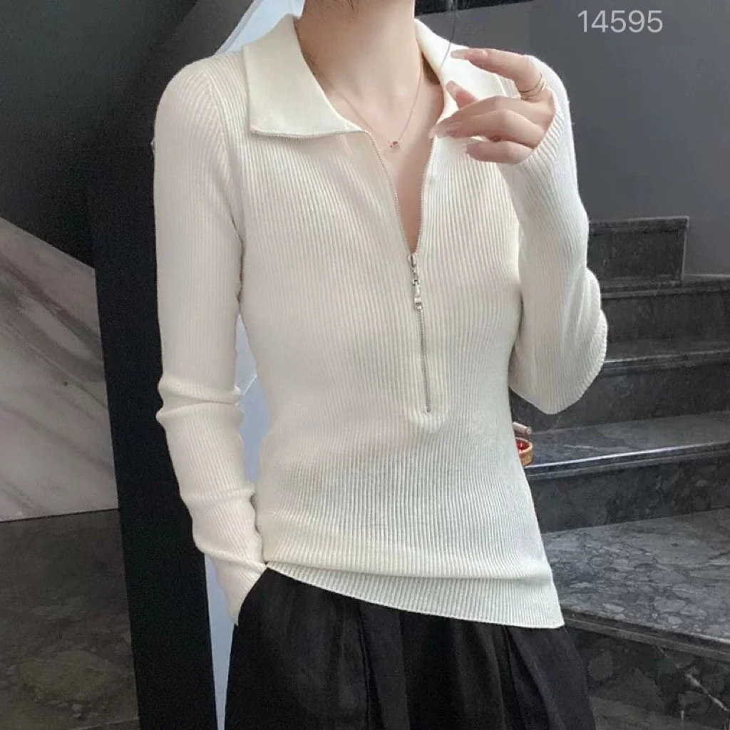 14595（部分无水洗唛，介意慎拍）WANGDAN新款半拉链翻领长袖针织衫