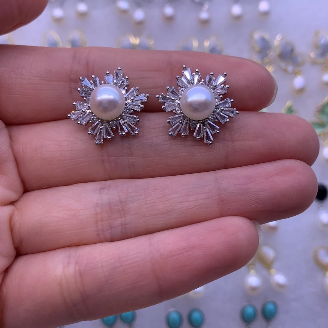 淡水珍珠耳饰合金