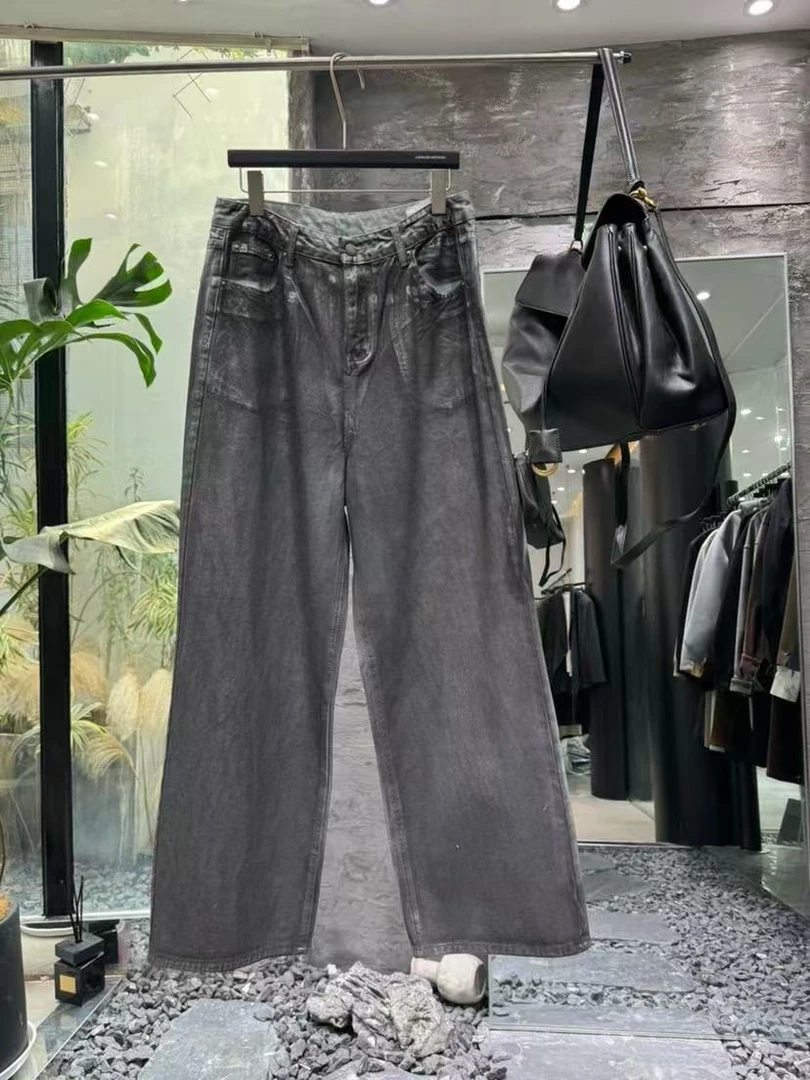 POP男装 02266复古做旧水洗牛仔裤男个性工艺百搭长裤