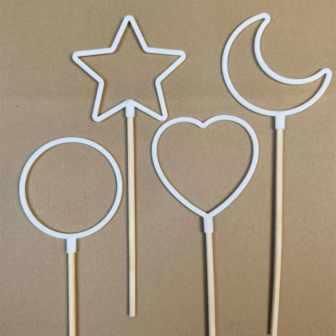 手工diy棒棒糖爱心圈塑料圆圈挂件心形塑料圈魔法棒配件半成品