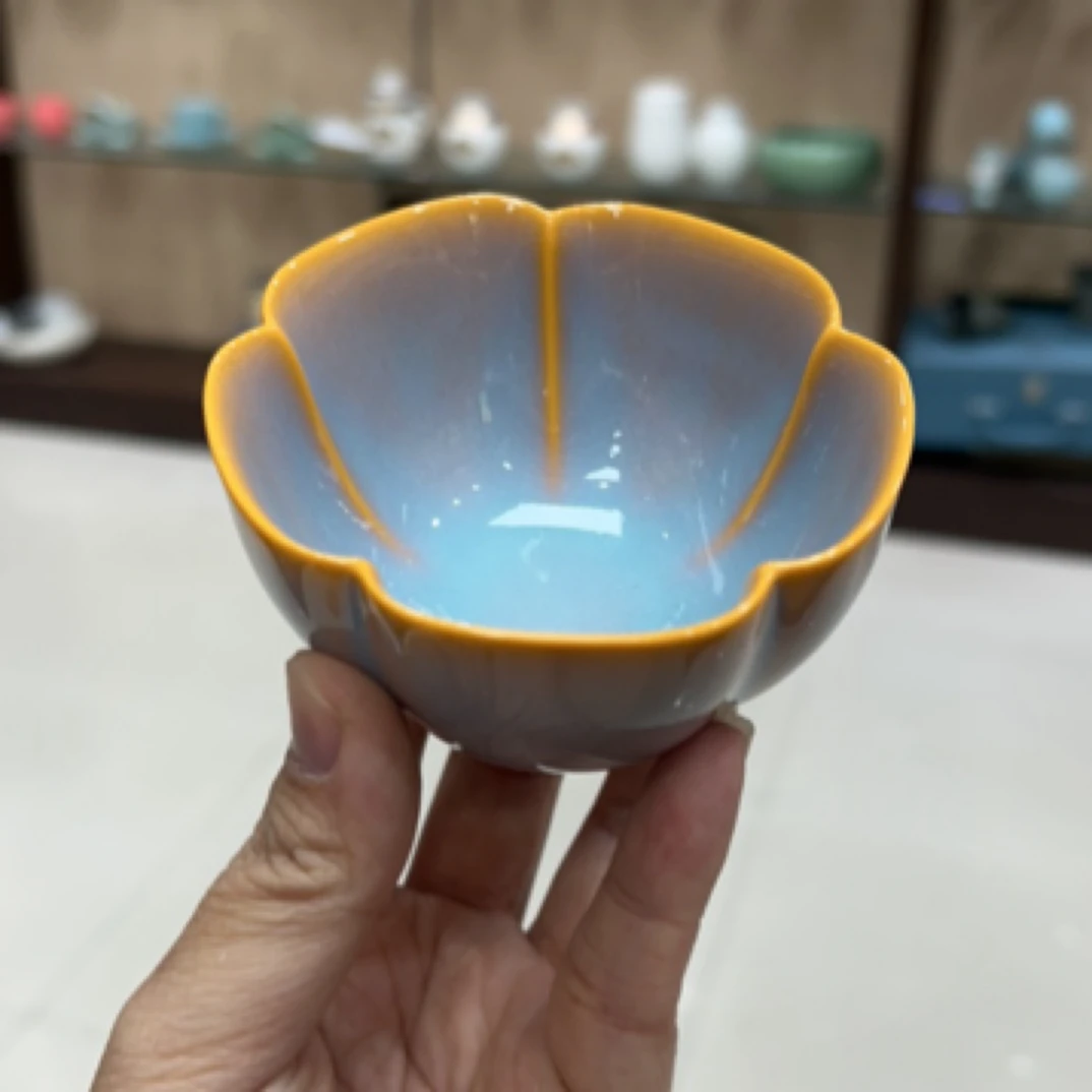 W瑕原矿汝瓷古韵梅花口主人杯