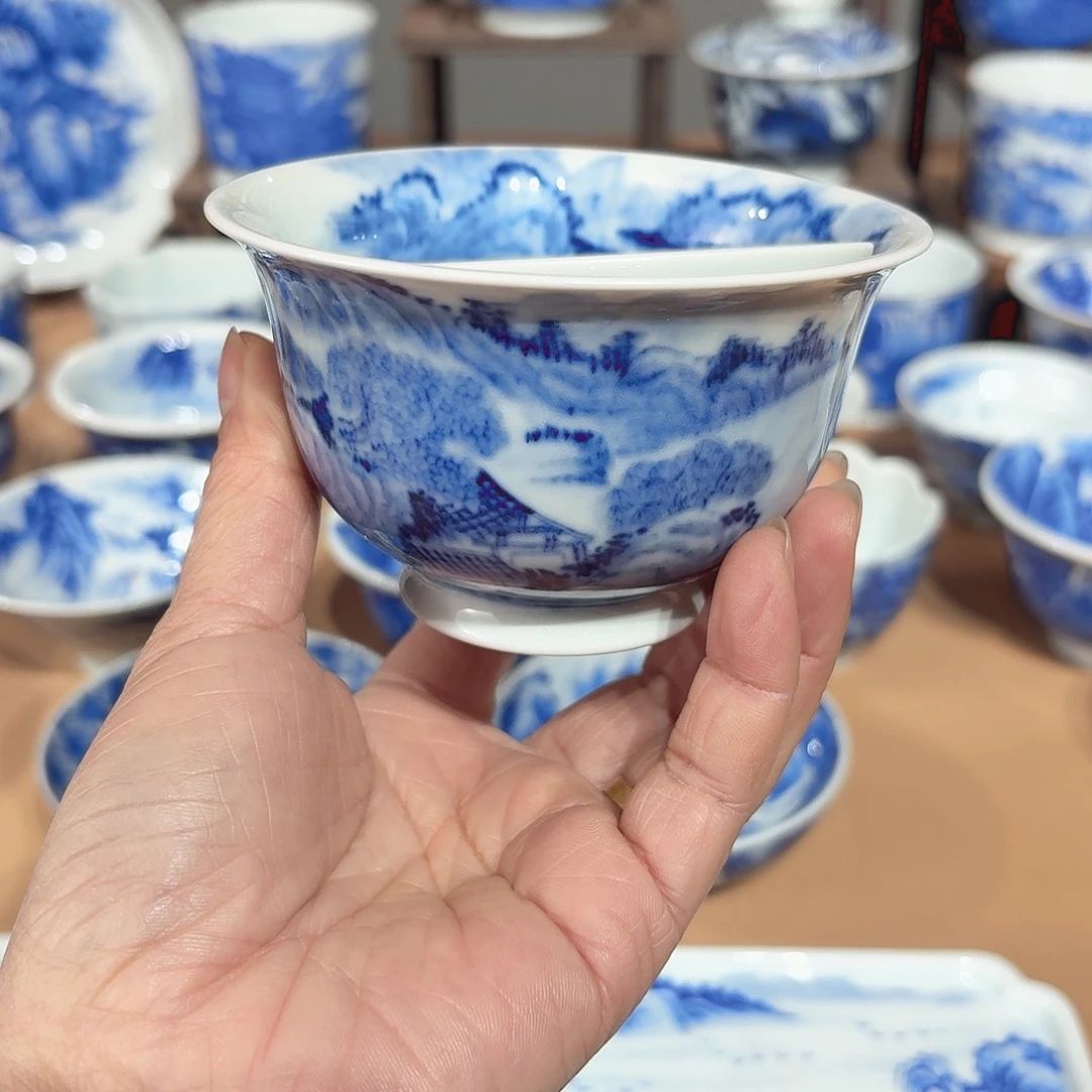 景德镇纯手绘盖碗瑕