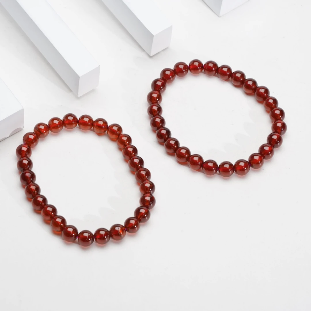【小北珠宝】石榴石单圈圆珠手串约7mm+【多样性发一件】27-WK23X85