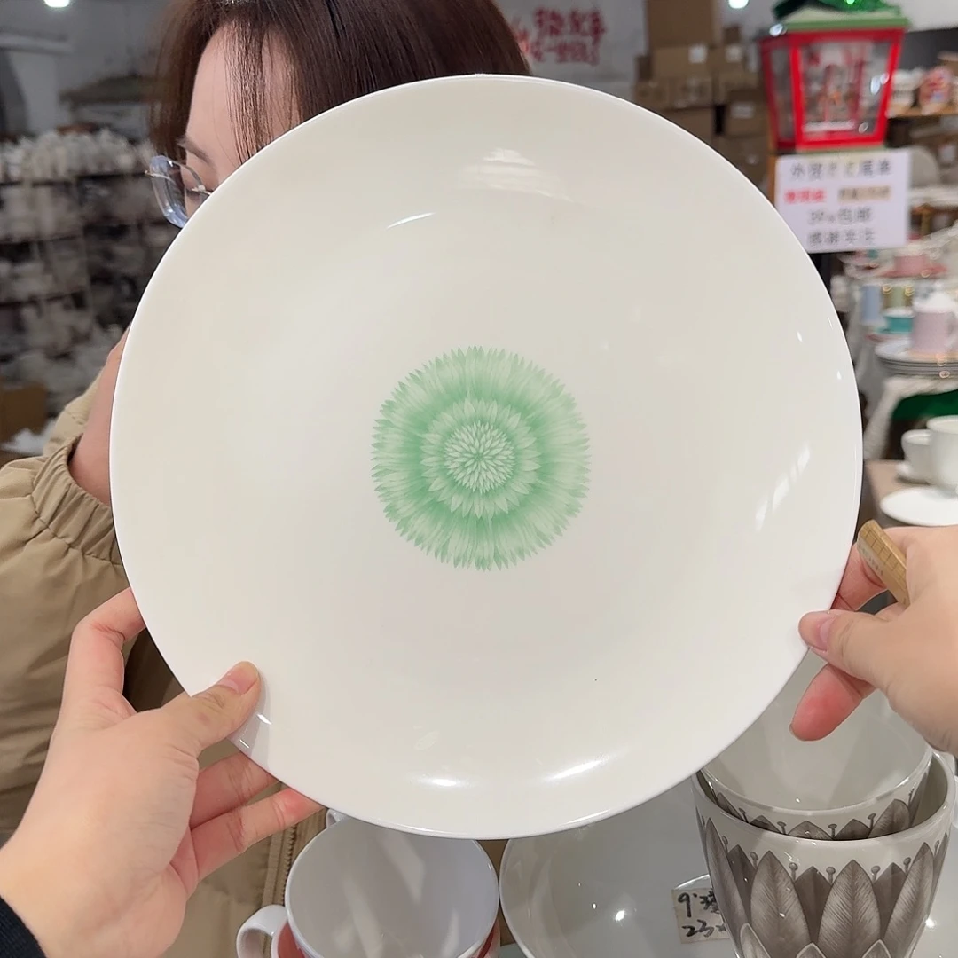 瓷鹅黄原单大盘一个27cm微瑕