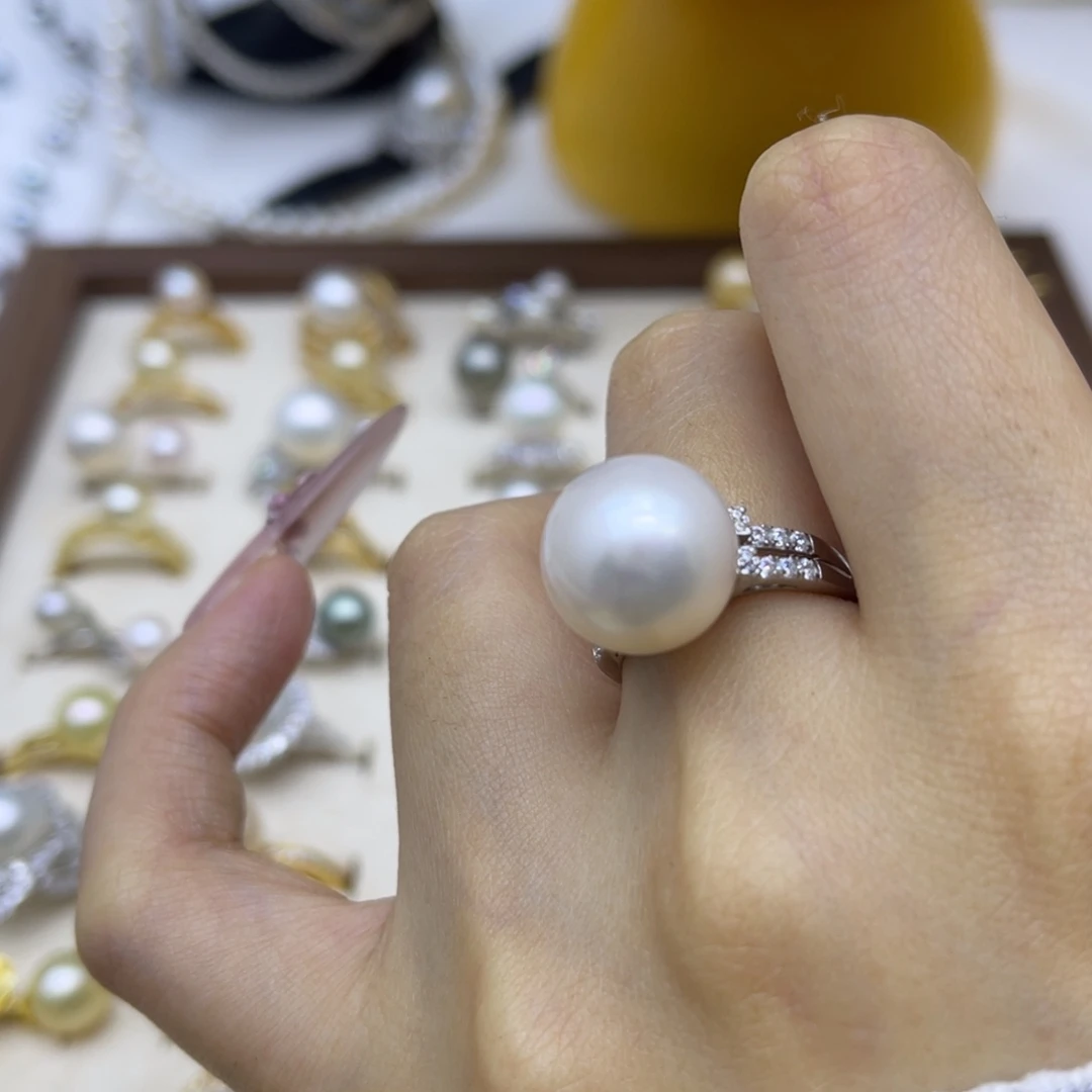 银S925镶嵌淡水珍珠戒指