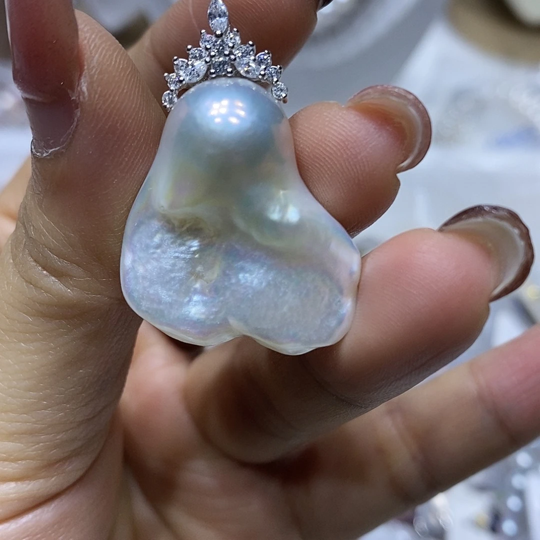 淡水珍珠吊坠银S925镶嵌