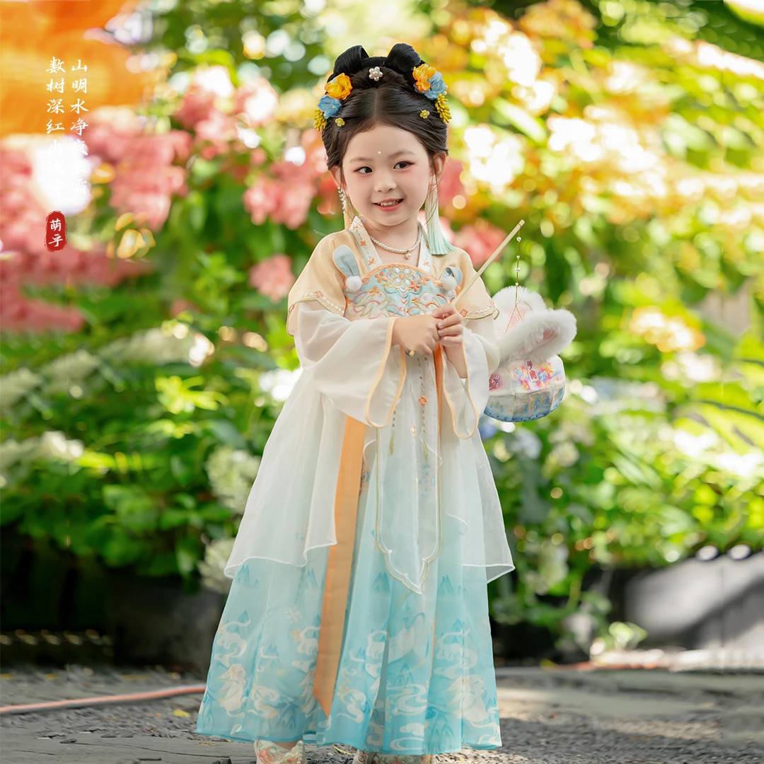 古月家.月兔 汉服女童春秋小女孩嫦娥仙子古装连衣裙中秋表演襦裙
