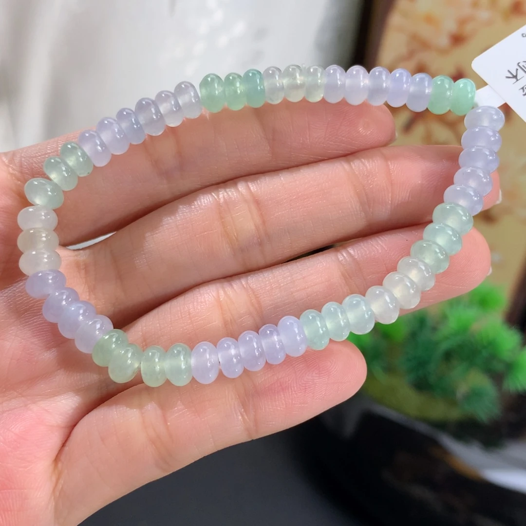 翡翠未镶嵌手串卡6冰胶马卡龙算盘手串