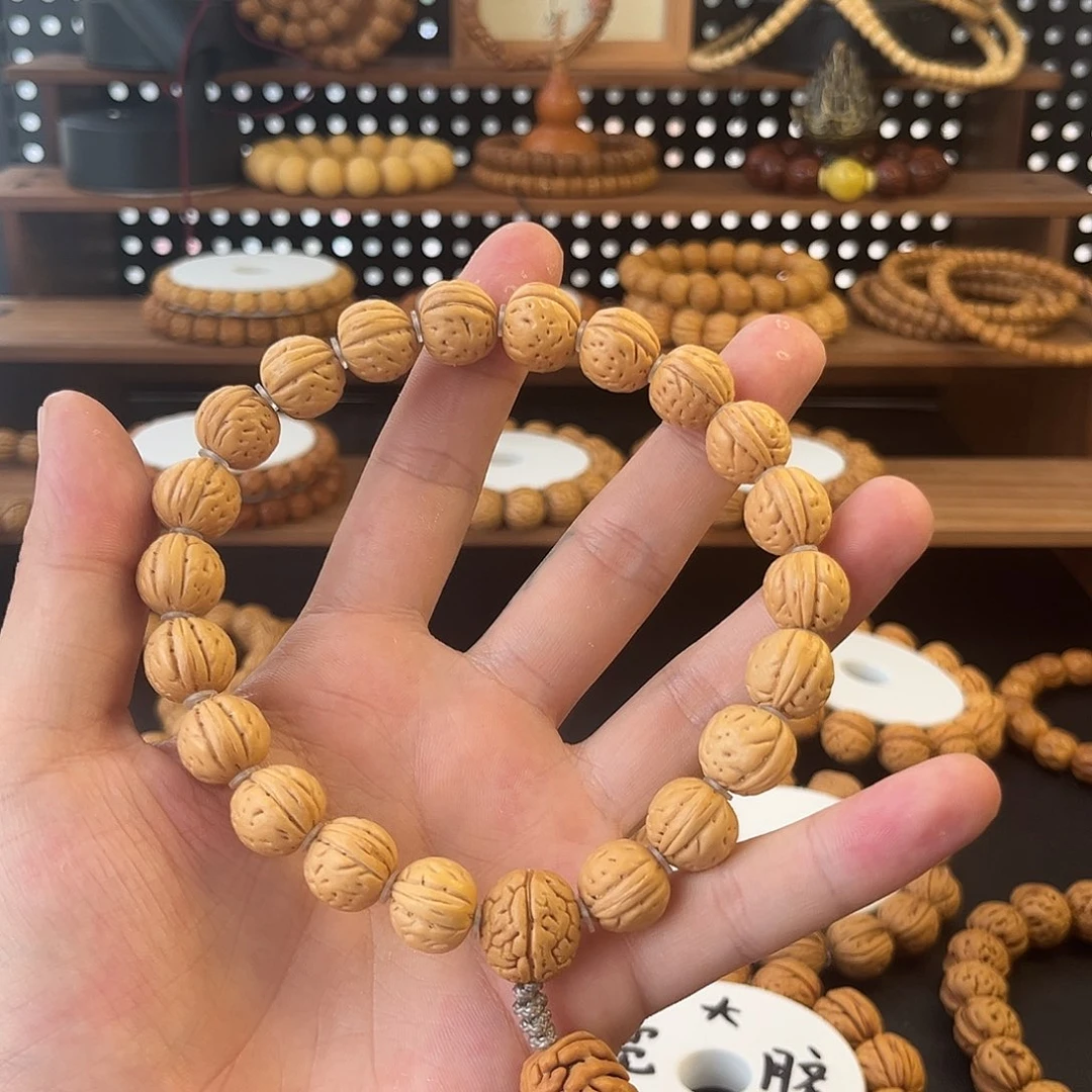 桃核吊坠盘锦奶油原皮13mm