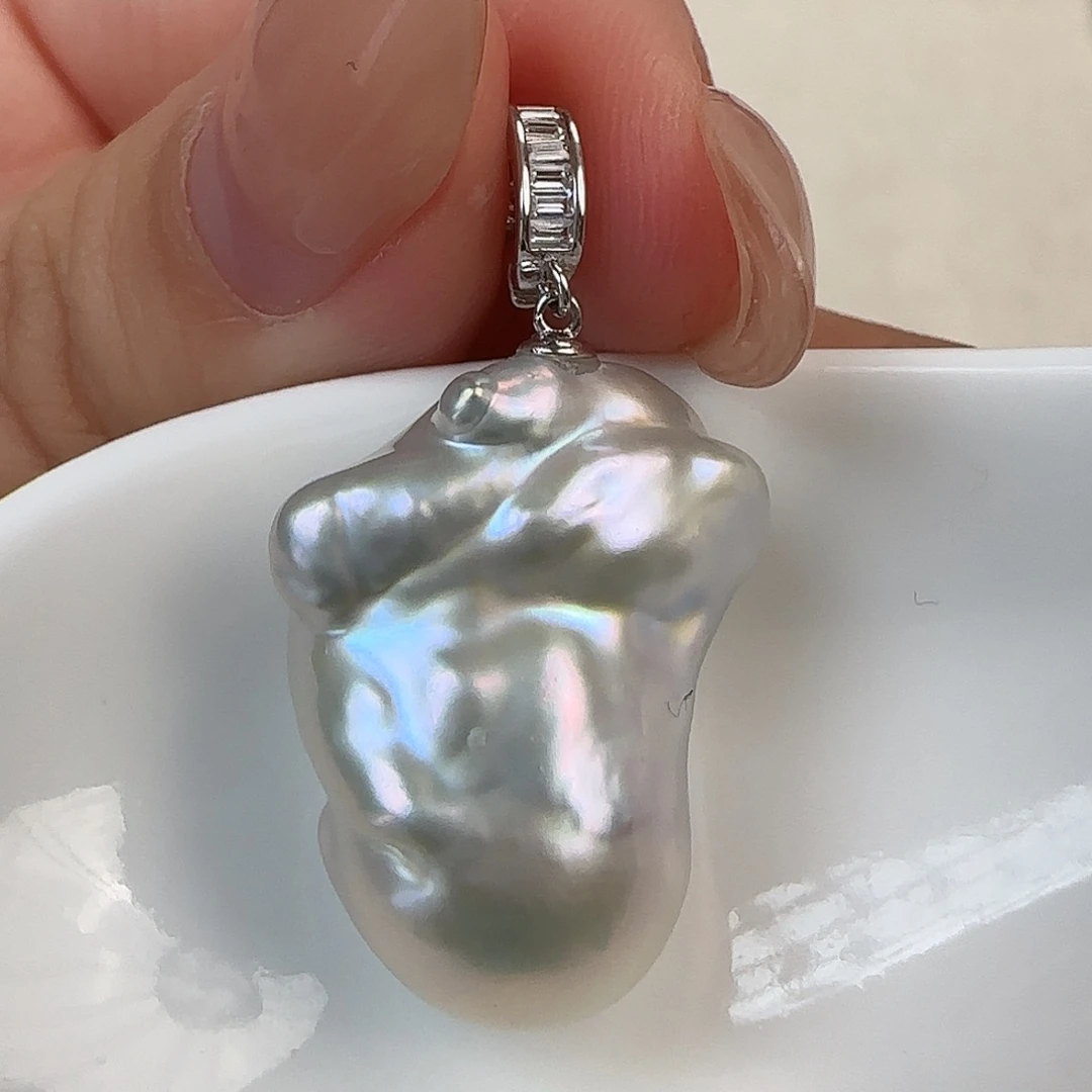 银S925镶嵌淡水珍珠耳饰