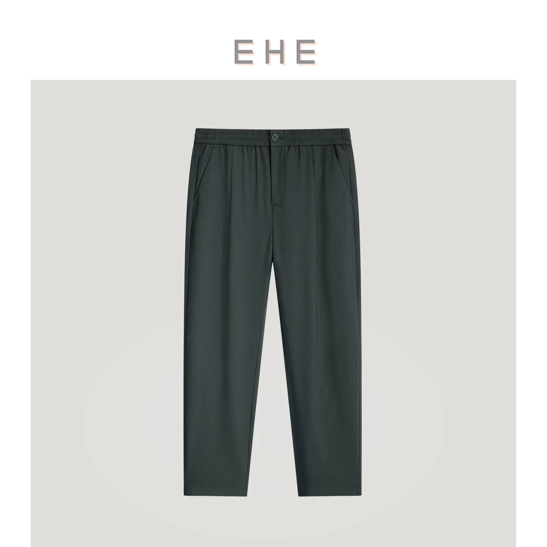 EHE男装 新款梭织面料松紧系扣腰抽绳清凉长裤男66130232051