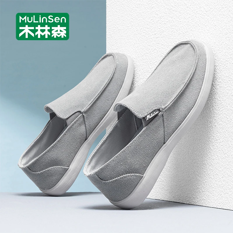木林森男士布鞋2025新款秋季透气软底中老年一脚蹬防滑休闲健步鞋