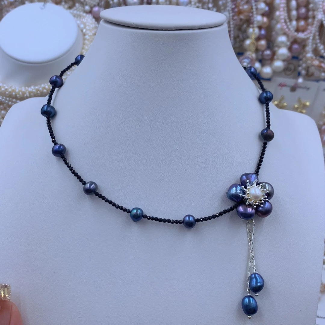 淡水珍珠银S925镶嵌颈饰