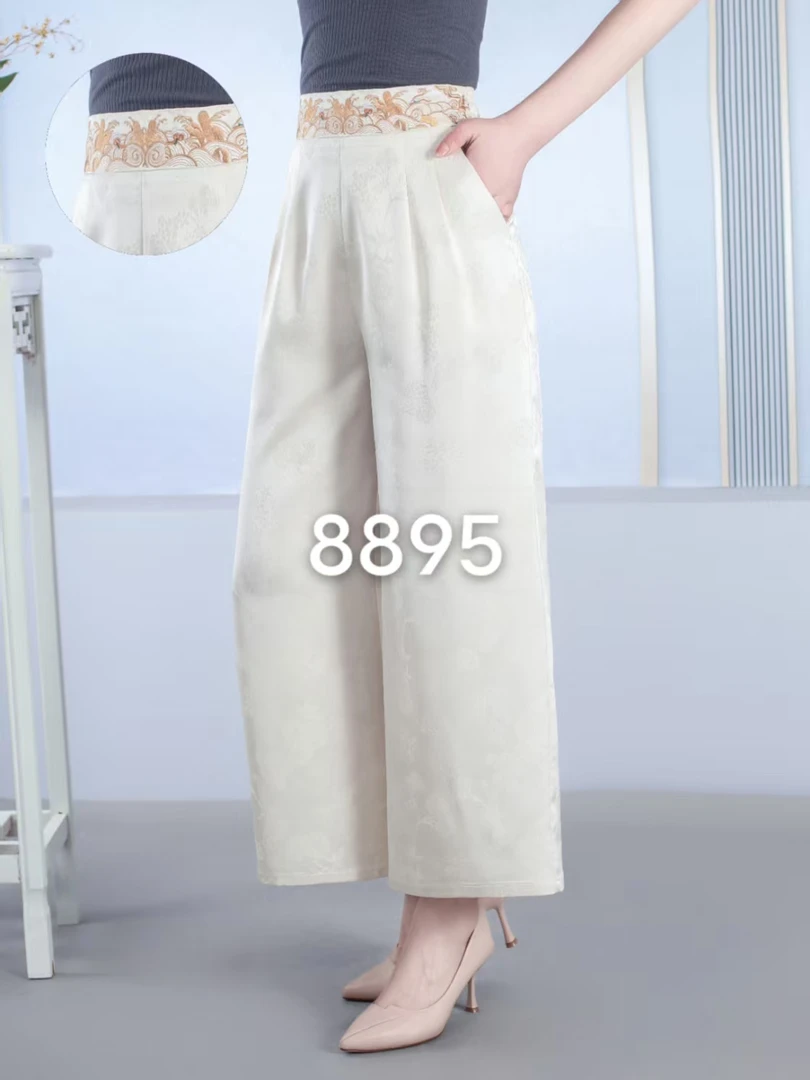 【伯虎说500029-AFA】刺绣长裤——2025新款新中式百搭时尚刺绣长裤