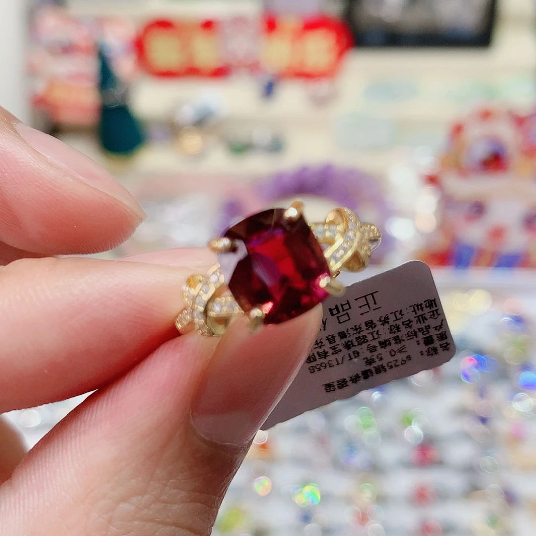 碧玺戒指戒指银S925镶嵌