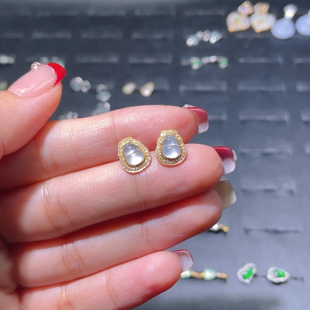 翡翠耳饰18K金镶嵌耳饰