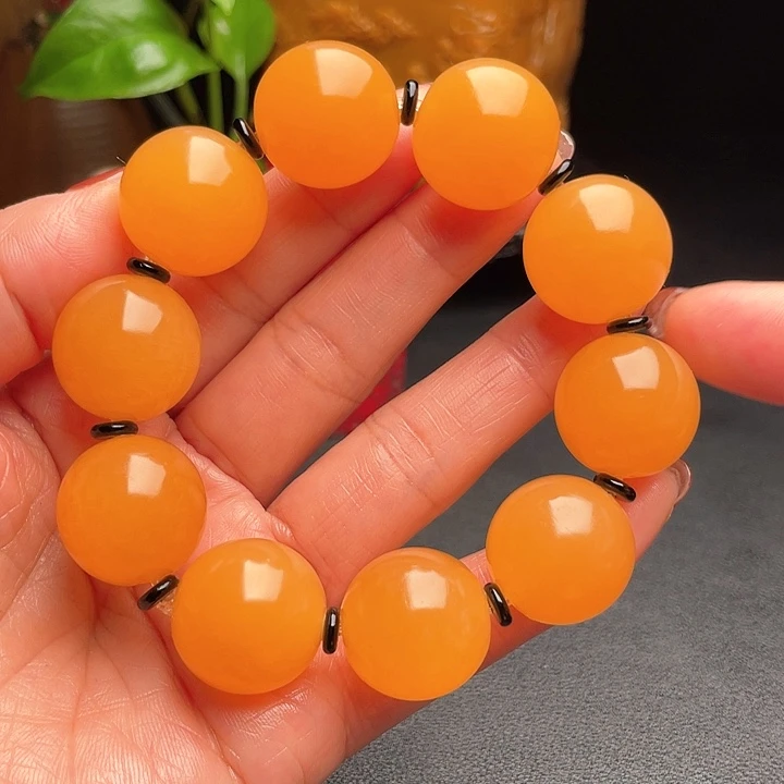 田黄石金田黄圆珠大手串