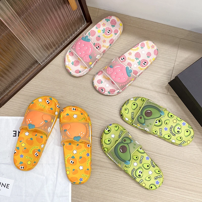 新款居家夏季女卡通凉拖平跟拖鞋防滑可爱浴室拖鞋沙滩鞋