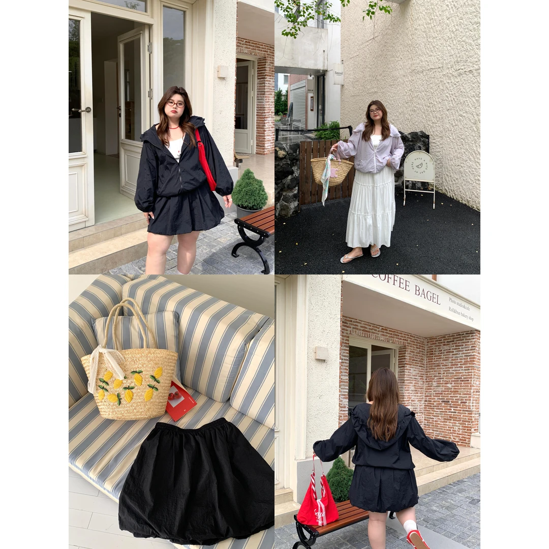 现货Nailoo Studio 「时髦防晒」轻薄UPF50+防晒外套花苞裙套装大码