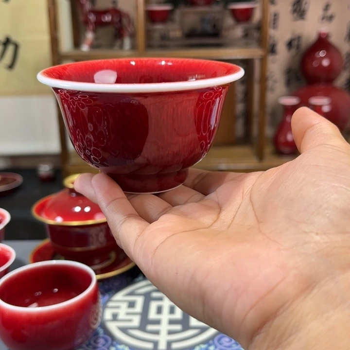 景德镇陶瓷浅行窑压手杯