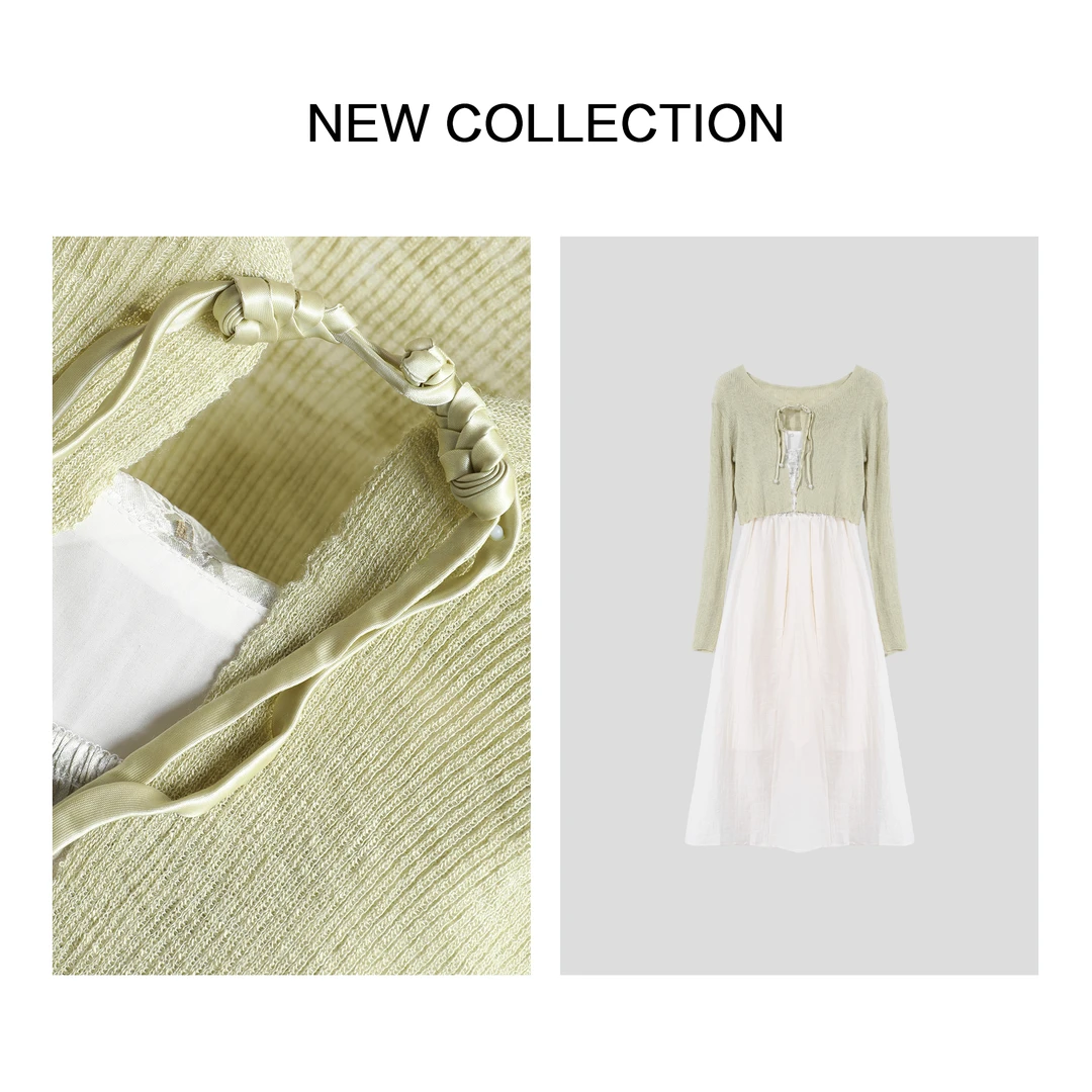 【小依专享】D3F2301X新品针织拼接纱裙连衣裙套装-2301