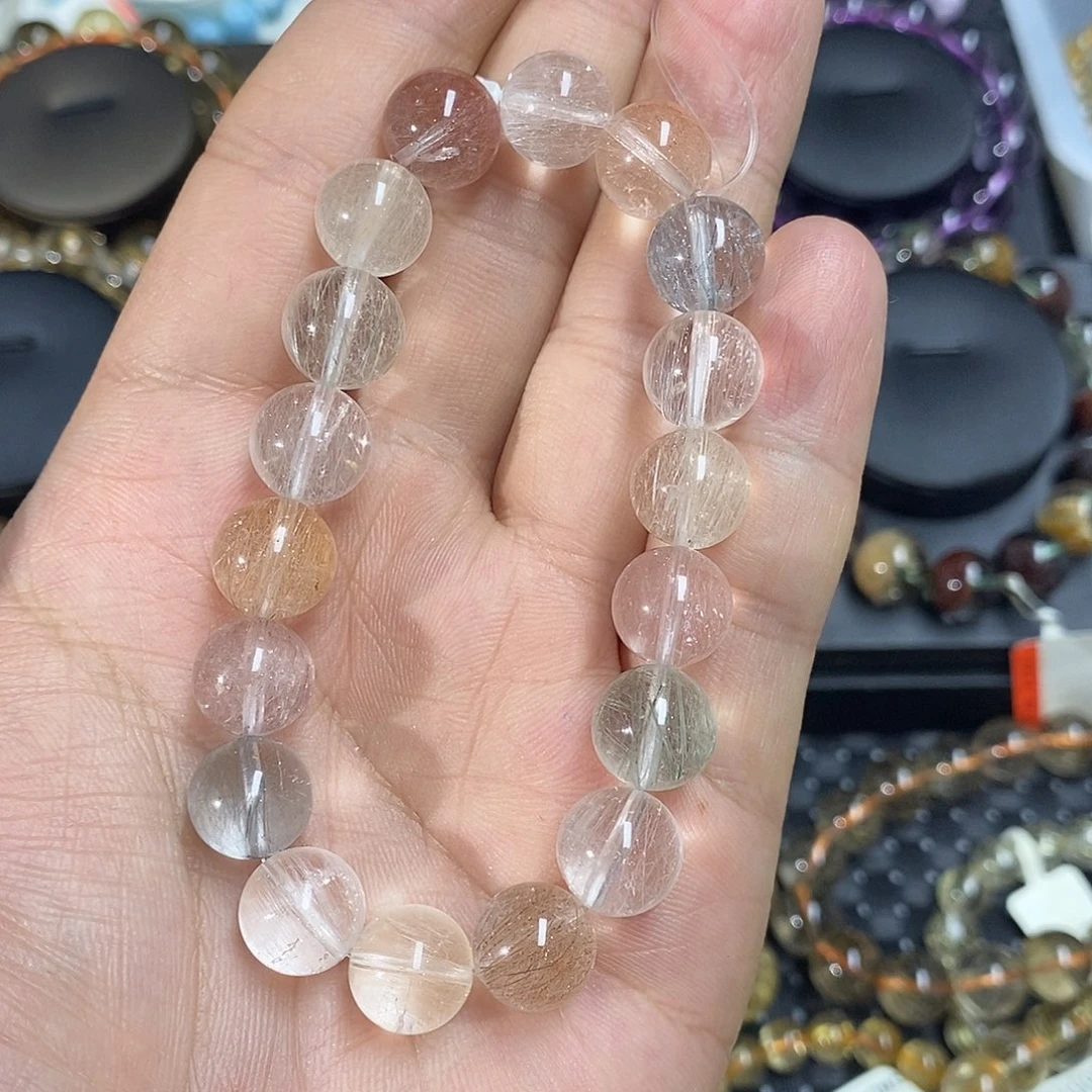 未镶嵌手链水晶M**i透体彩兔毛