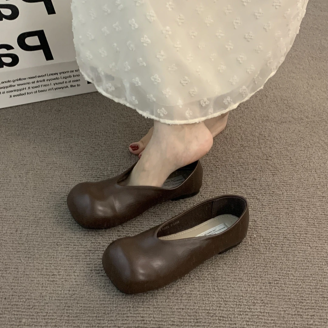 平底法式大头棕色温柔玛丽珍单鞋女春秋2025新款夏季芭蕾舞晚晚鞋