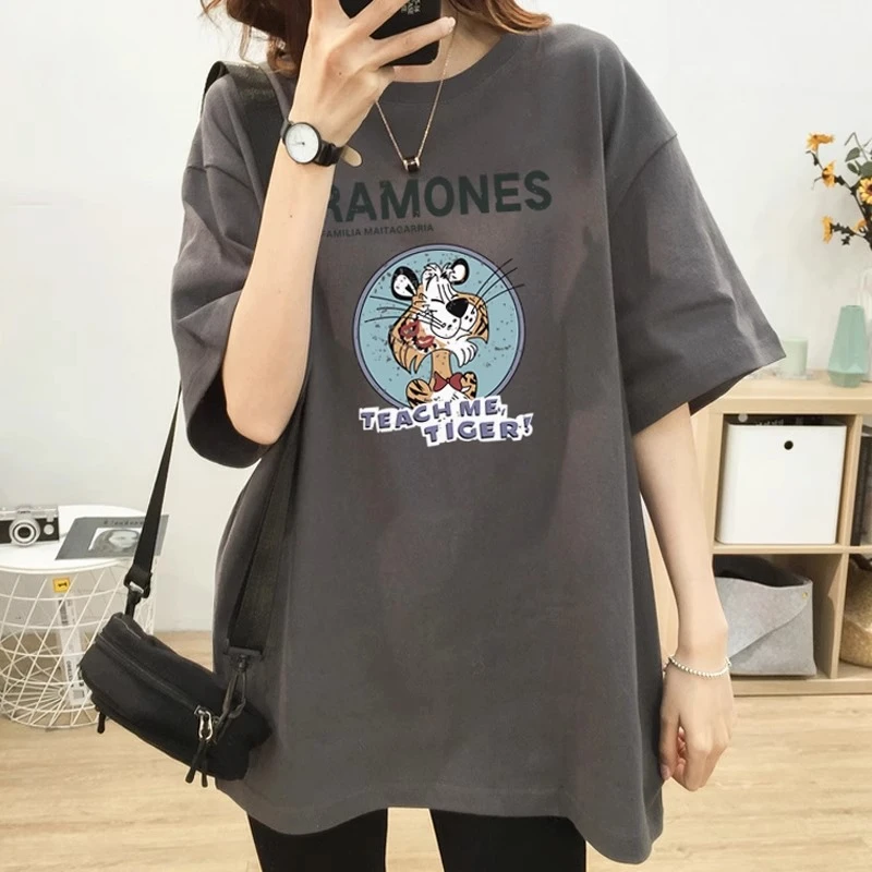 胖mm300斤女装2025新款上衣女夏欧洲站大版宽松t恤女遮屁股短袖