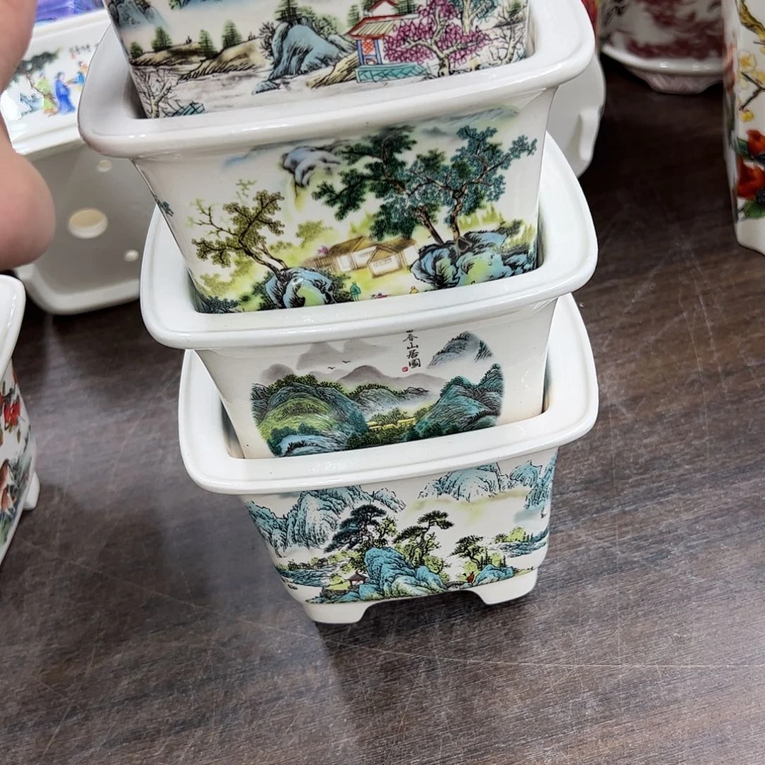 紫砂花盆雨*171号瑕疵4个13/9cm脚部小裂纹介意勿拍