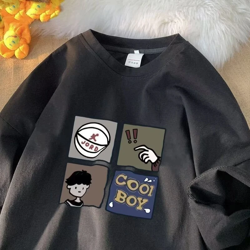 夏季潮牌重磅纯棉短袖T恤男女同款学院风休闲百搭半袖体恤上衣潮