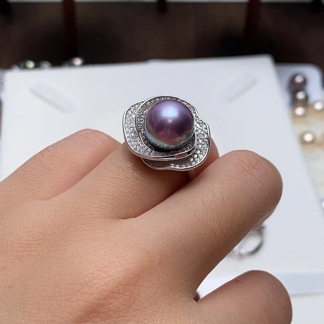 七***呀淡水珍珠戒指银S925镶嵌