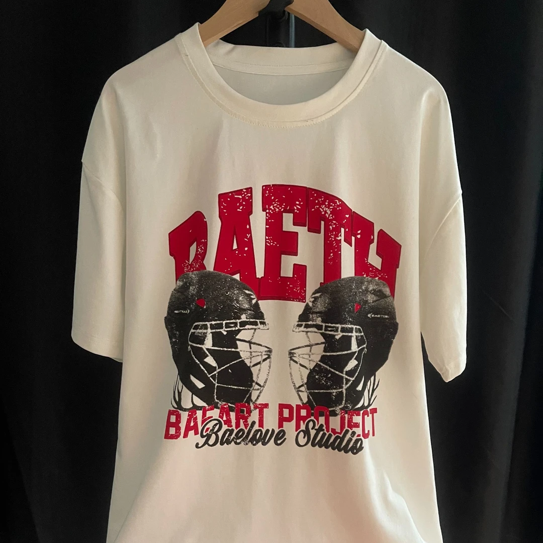 Q1012025夏潮牌百搭T恤白色纯棉时尚休闲宽松印花设计师圆领