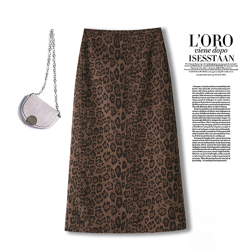 洋气豹纹半身裙中长款女秋季2025新款巨好看显瘦直筒包臀裙a字裙