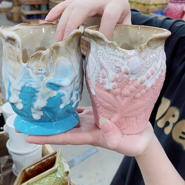 有孔，凑10元包邮陶瓷花盆发货！